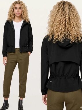 LULULEMON Pack It Up Peplum Running Jacket Black Size 2 (fits like 4)
